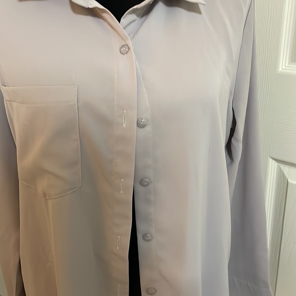 AISEW long sleeves, button, front shirt, and light mauve color, EUC - Picture 2 of 8